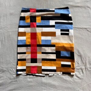 Colorful Geometric Patterned Pencil Skirt